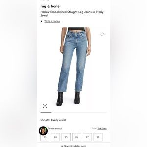 rag & bone
Harlow Embellished Straight Leg Jeans in Everly Jewel.  Brand NWT!